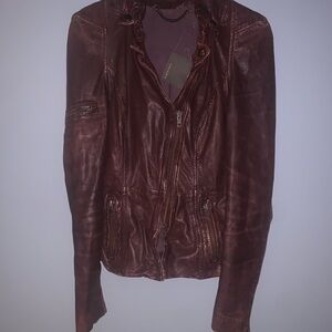 Muubaa Dark Red Leather Jacket